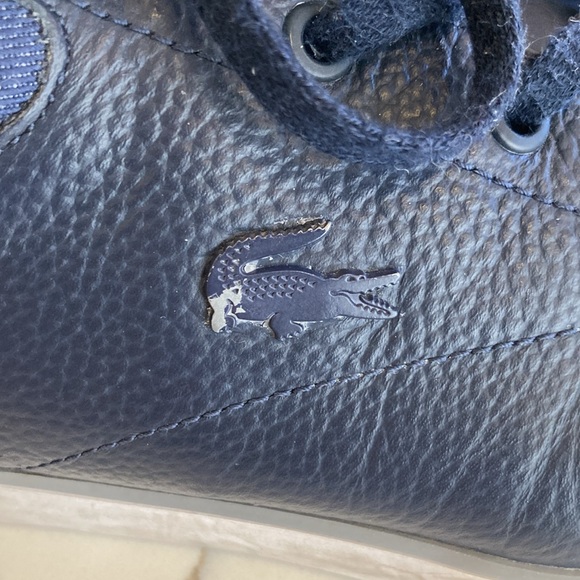 Lacoste Men's leather trainers, Navy, Size 9 - Picture 3 of 10